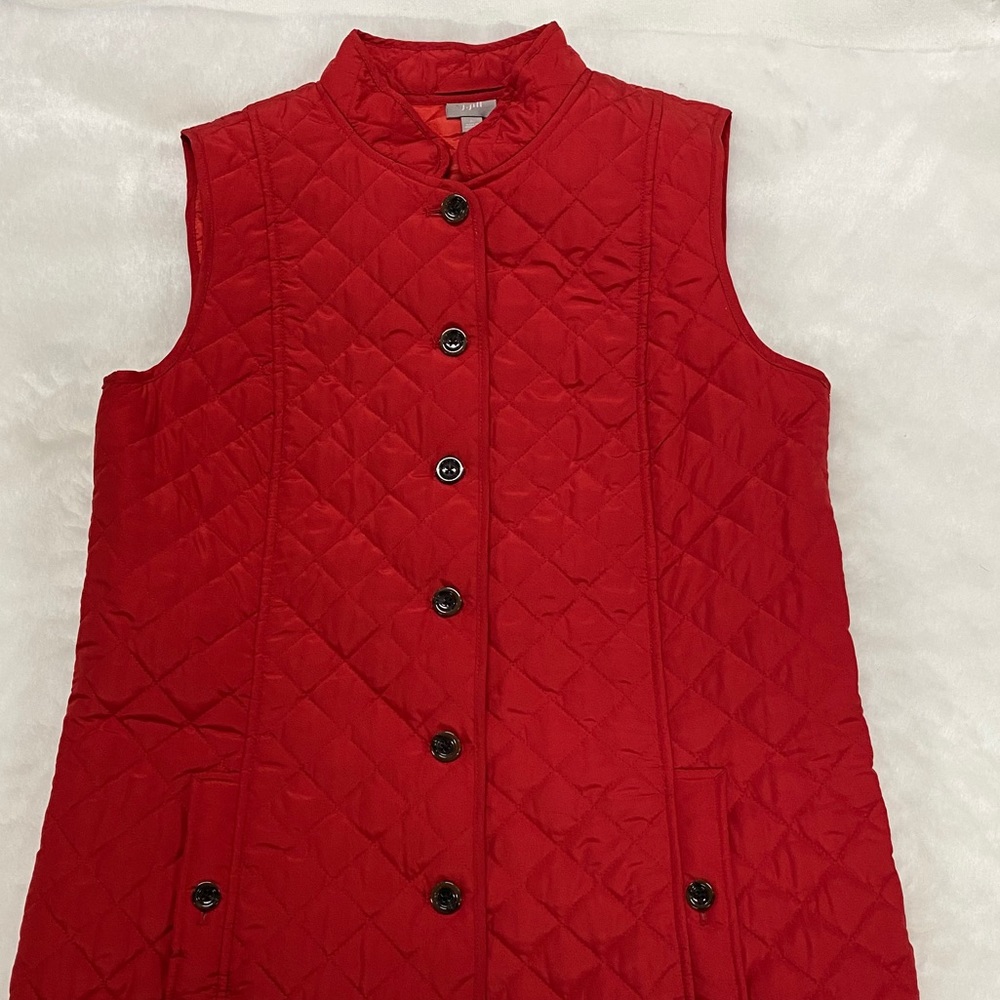 Red quilted j Jill vest jacket size L